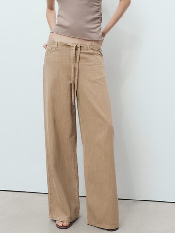 MANGO Wide leg Byxa 'MERY' i beige: framsida
