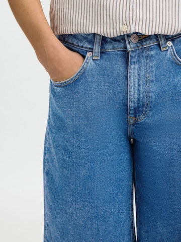 SELECTED Wide Leg Shorts in Blau