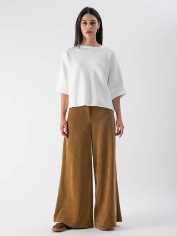 MND Wide Leg Bukser 'Wide-Leg Ribbed with Pockets' i gul