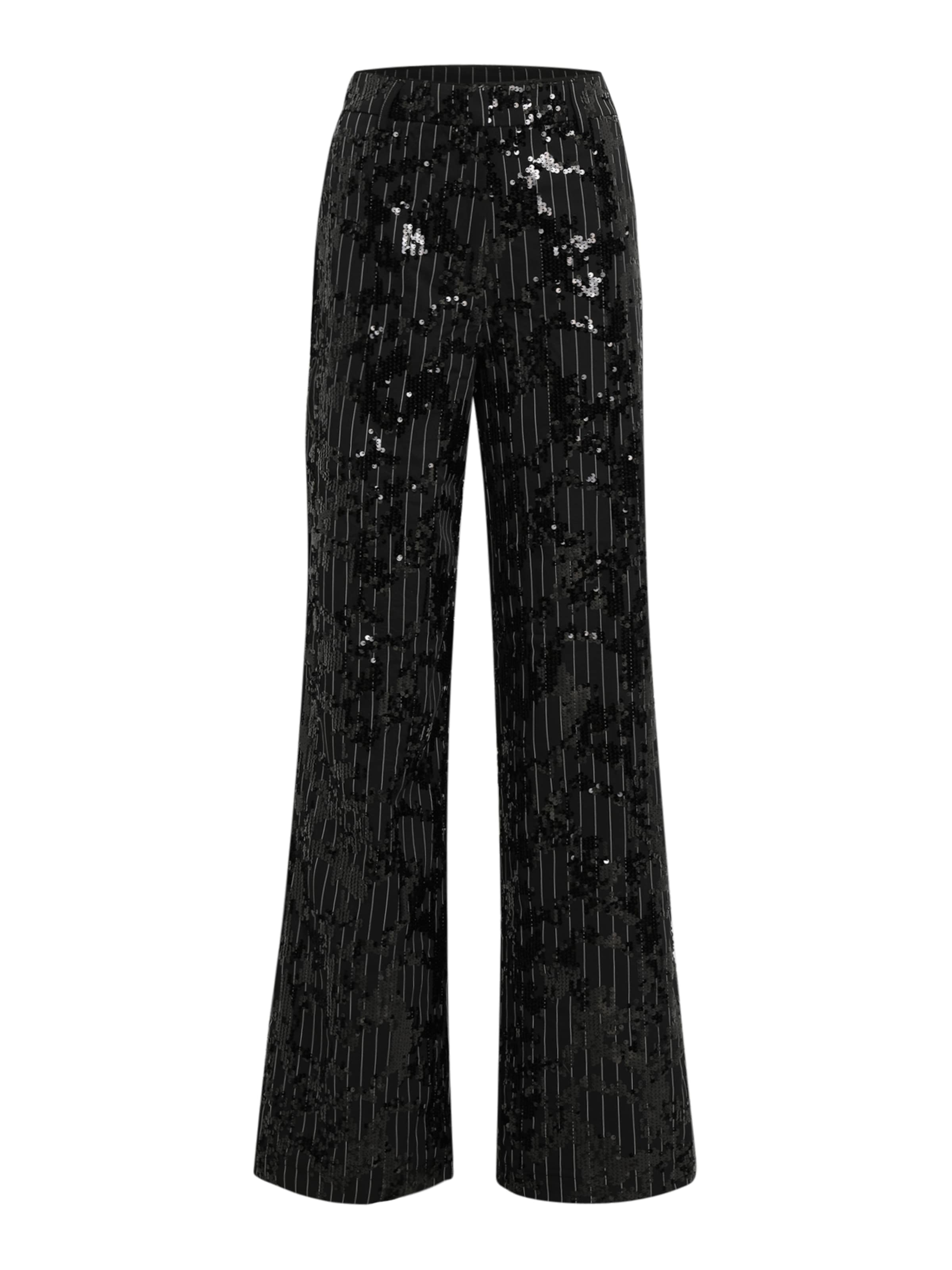 YAS Tall Широки крачоли Панталон 'YASSTRIBY' в черно: отпред