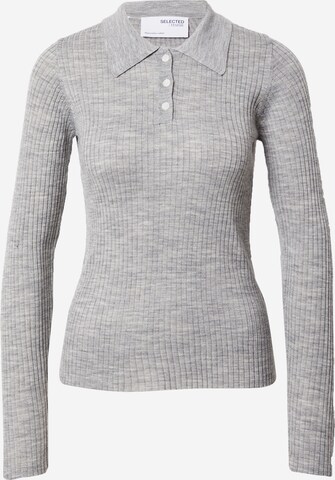 Pull-over 'COSTA' SELECTED FEMME en gris : devant