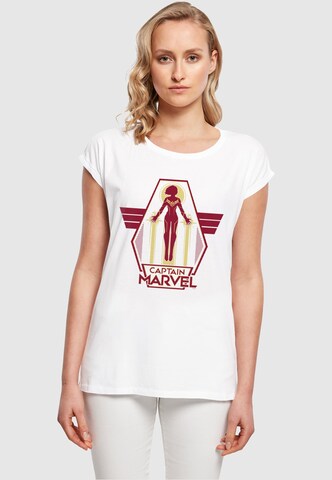 ABSOLUTE CULT Shirt ' Captain Marvel - Flying Warrior' in Wit: voorkant