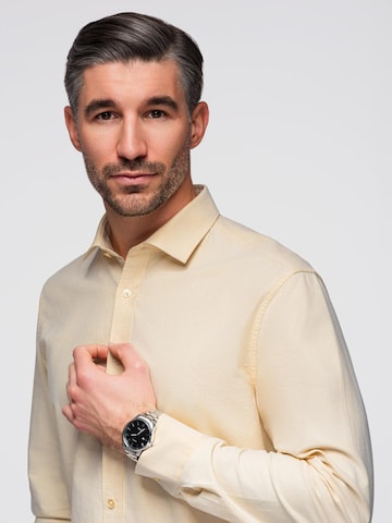 Coupe regular Chemise 'OM-SHOS-0183' Ombre en jaune