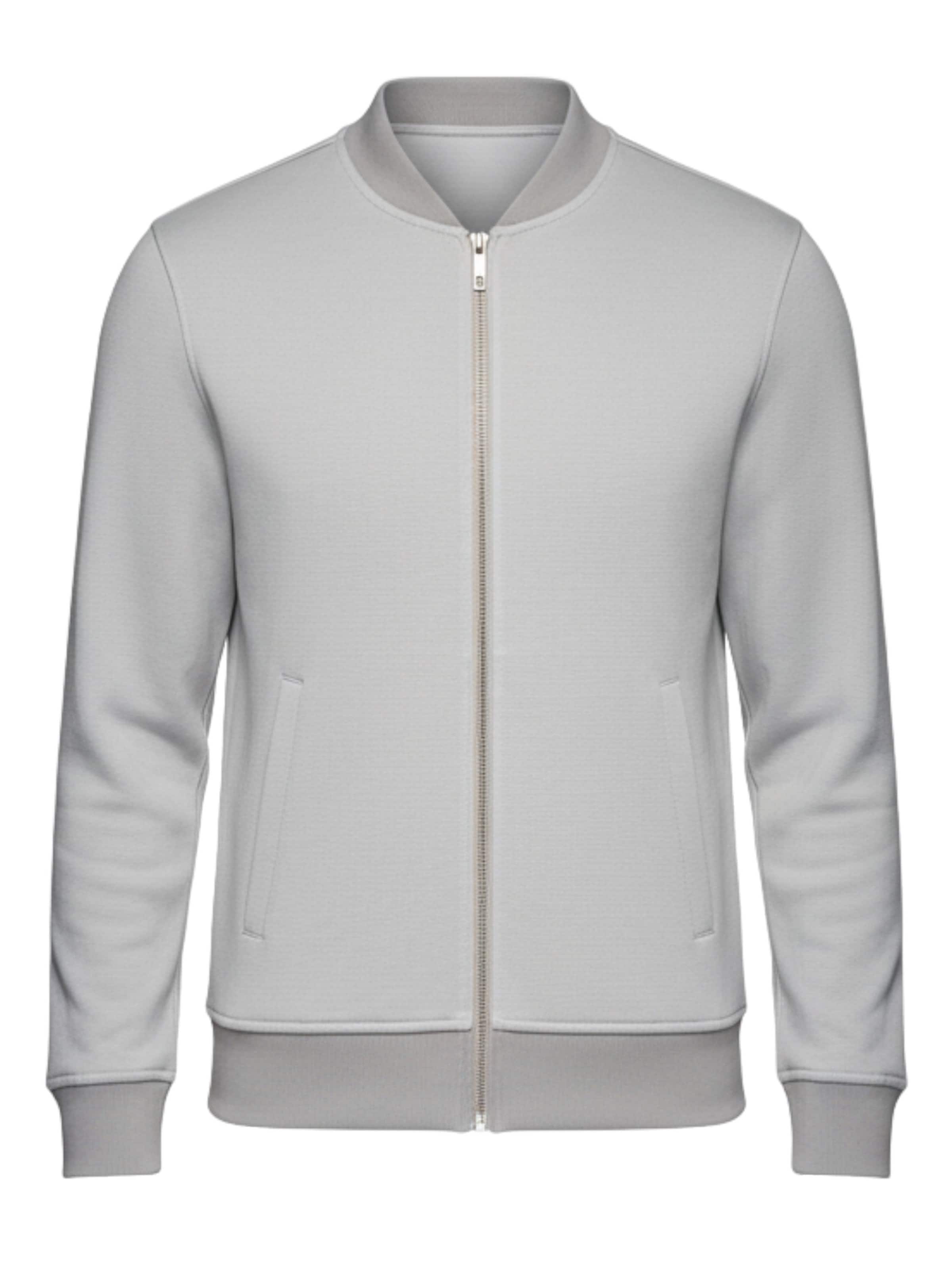 Ombre Sweatvest 'OM-SSZP-0238' in Grijs: voorkant