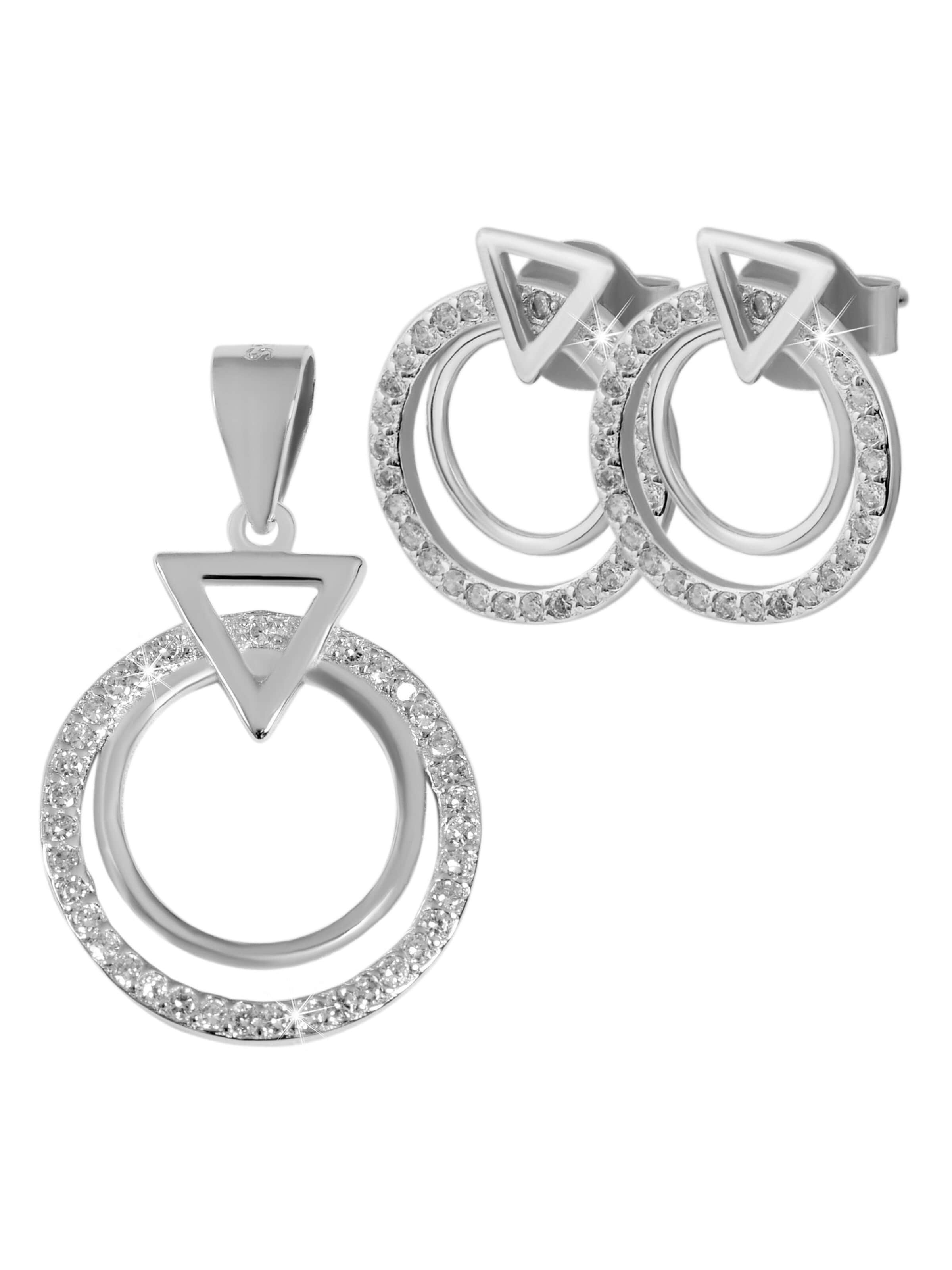 Akzent Jewelry Set '"Rahel" aus 925 Sterlingsilber mit Zirkonia, rhodiniert,' in Silver