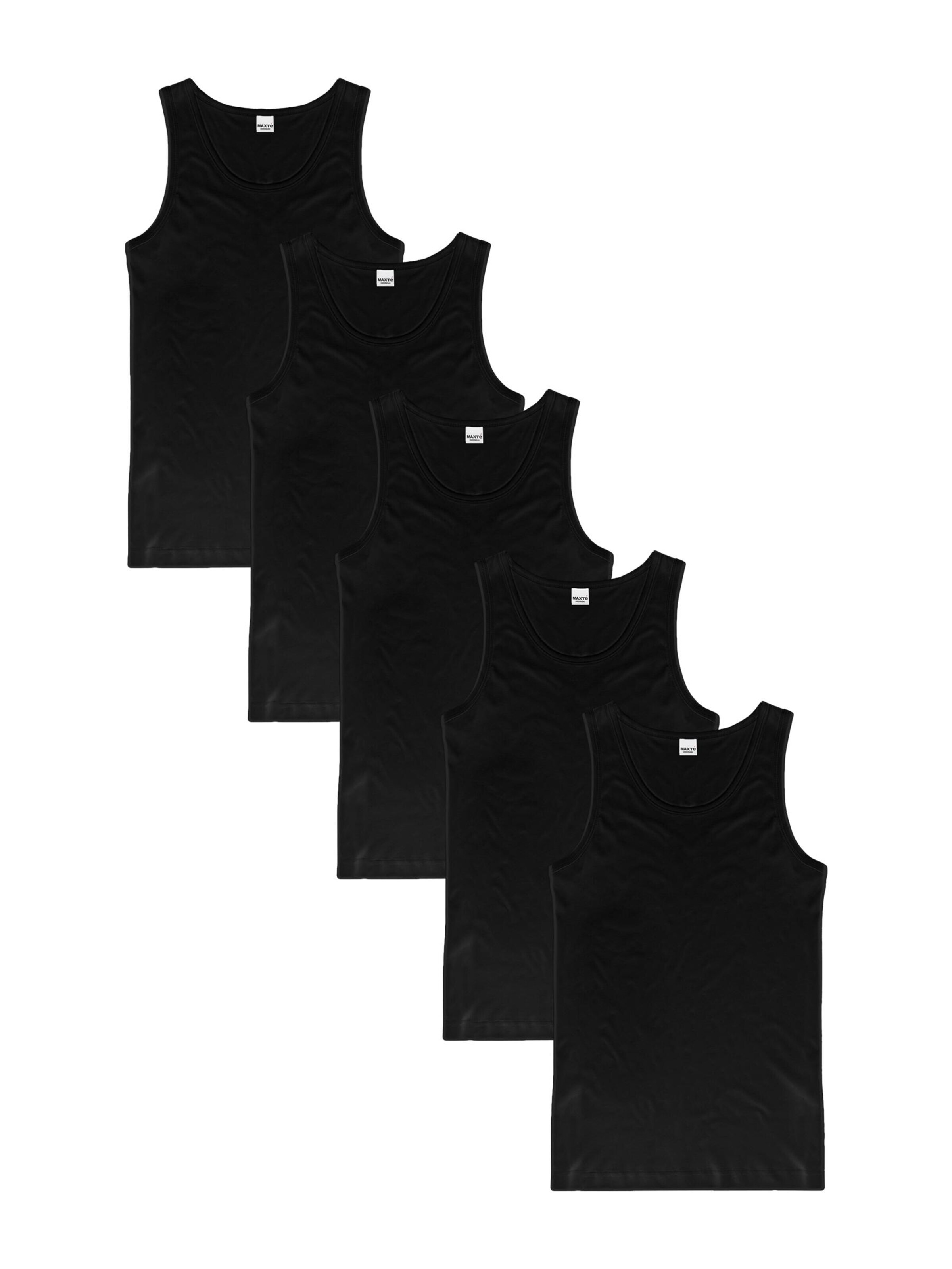 Maxte Undershirt 'BASIC MAX Ärmelloses Trägerhemd 5er Pack' in Black