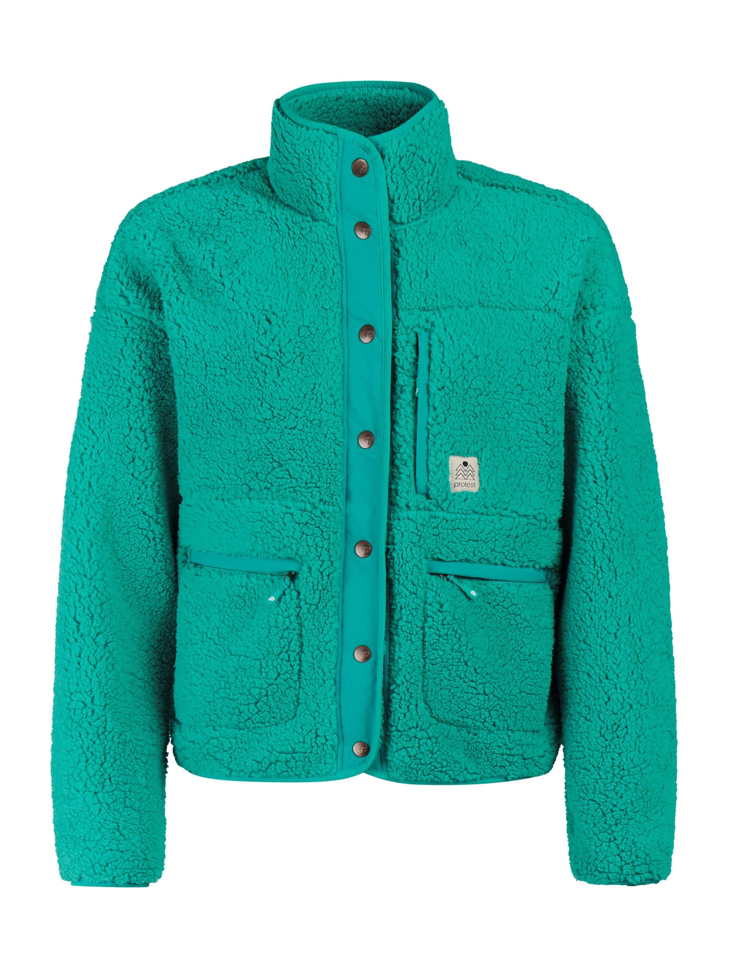 PROTEST Fleece jas 'PRTLUX' in Groen: voorkant