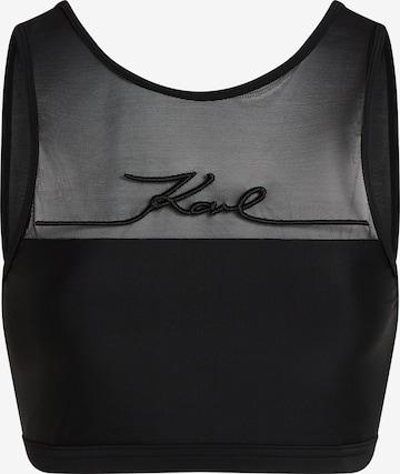 High neck Sutien costum de baie de la Karl Lagerfeld pe negru: față