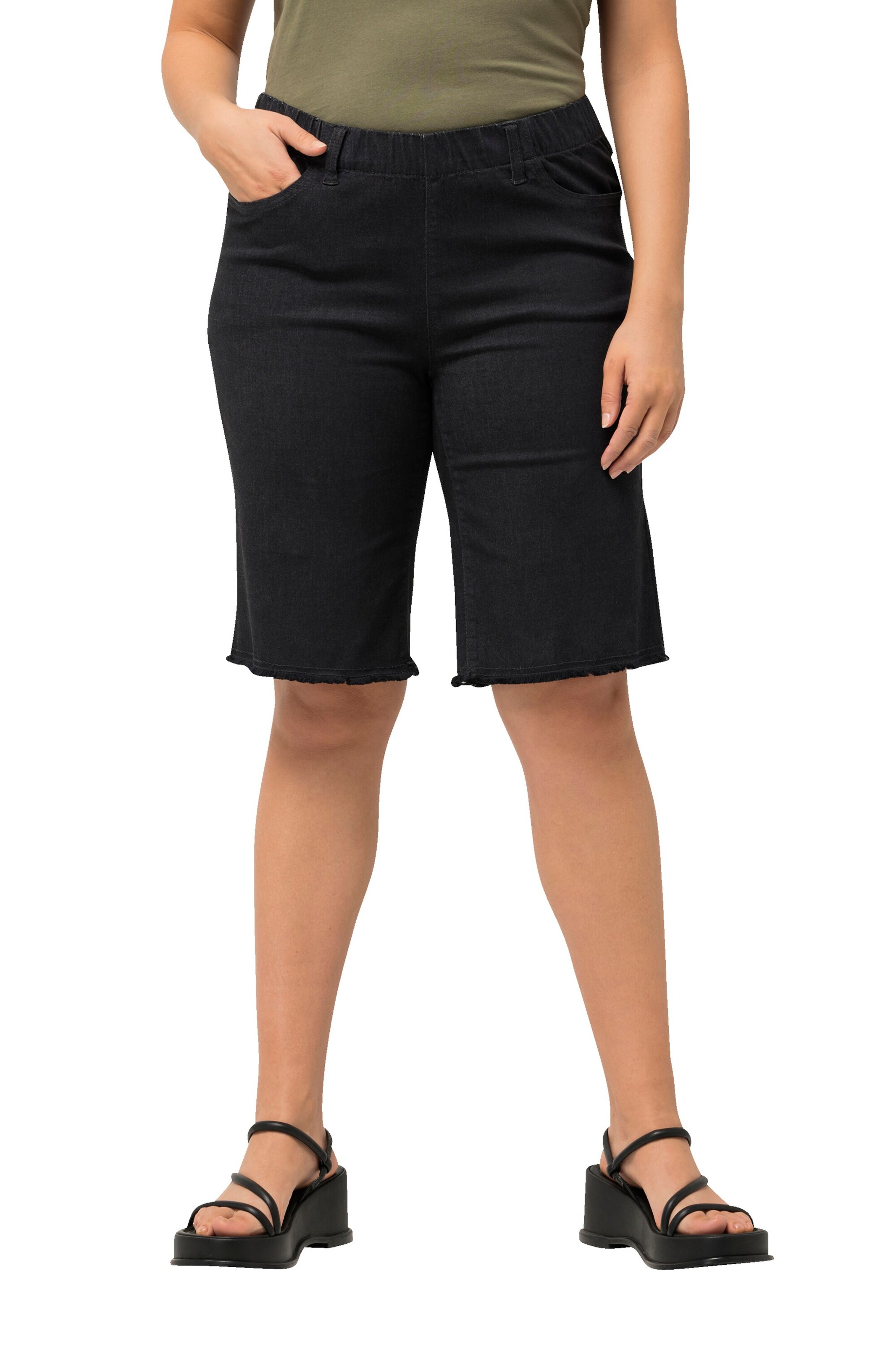 Ulla Popken Slimfit Broek in Zwart: voorkant