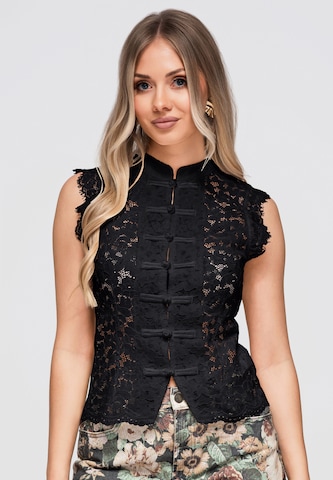 Ombre Blouse ' OW-TS-E0059' in Zwart: voorkant