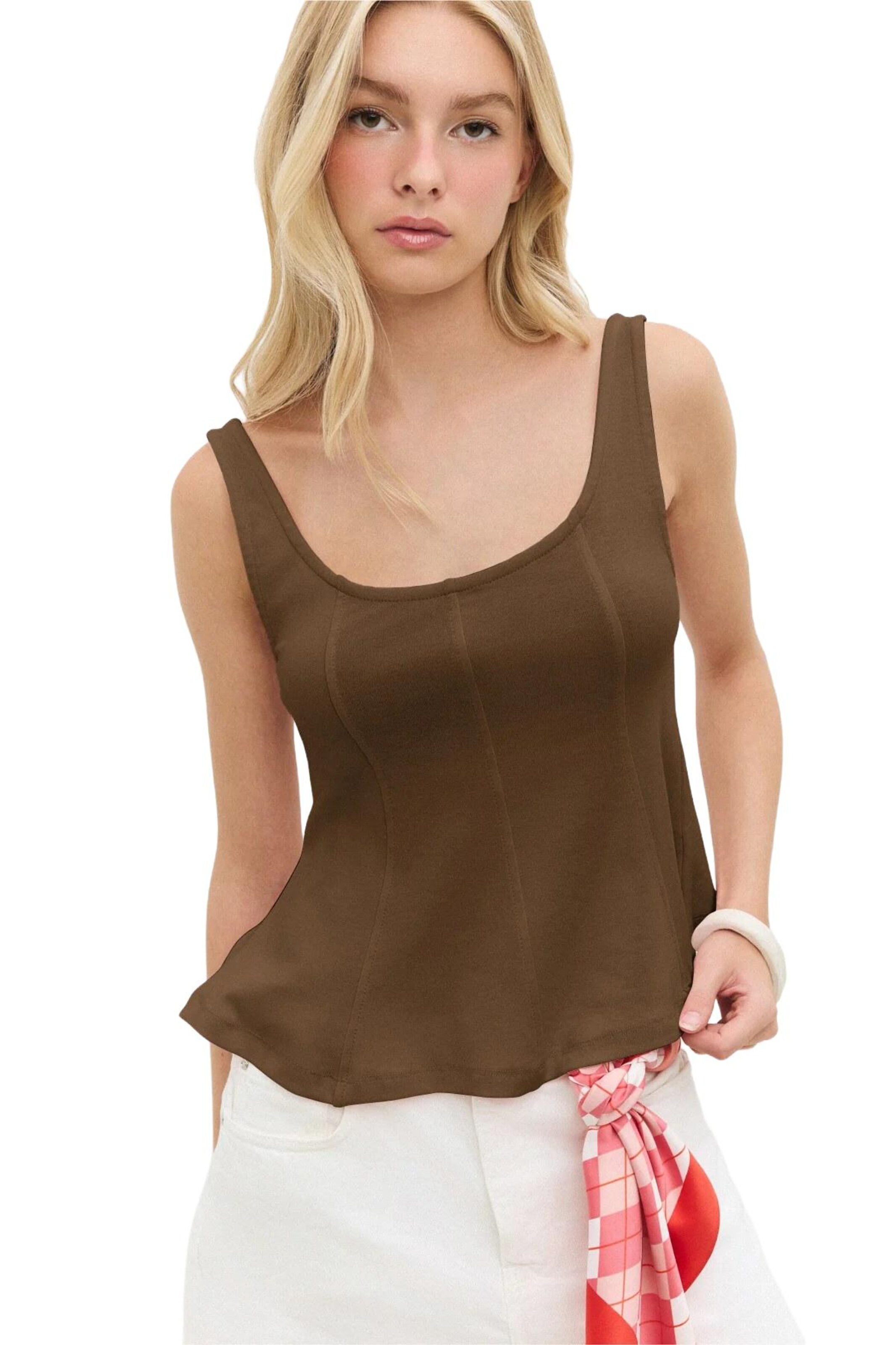 No Matter What Top in Brown: front