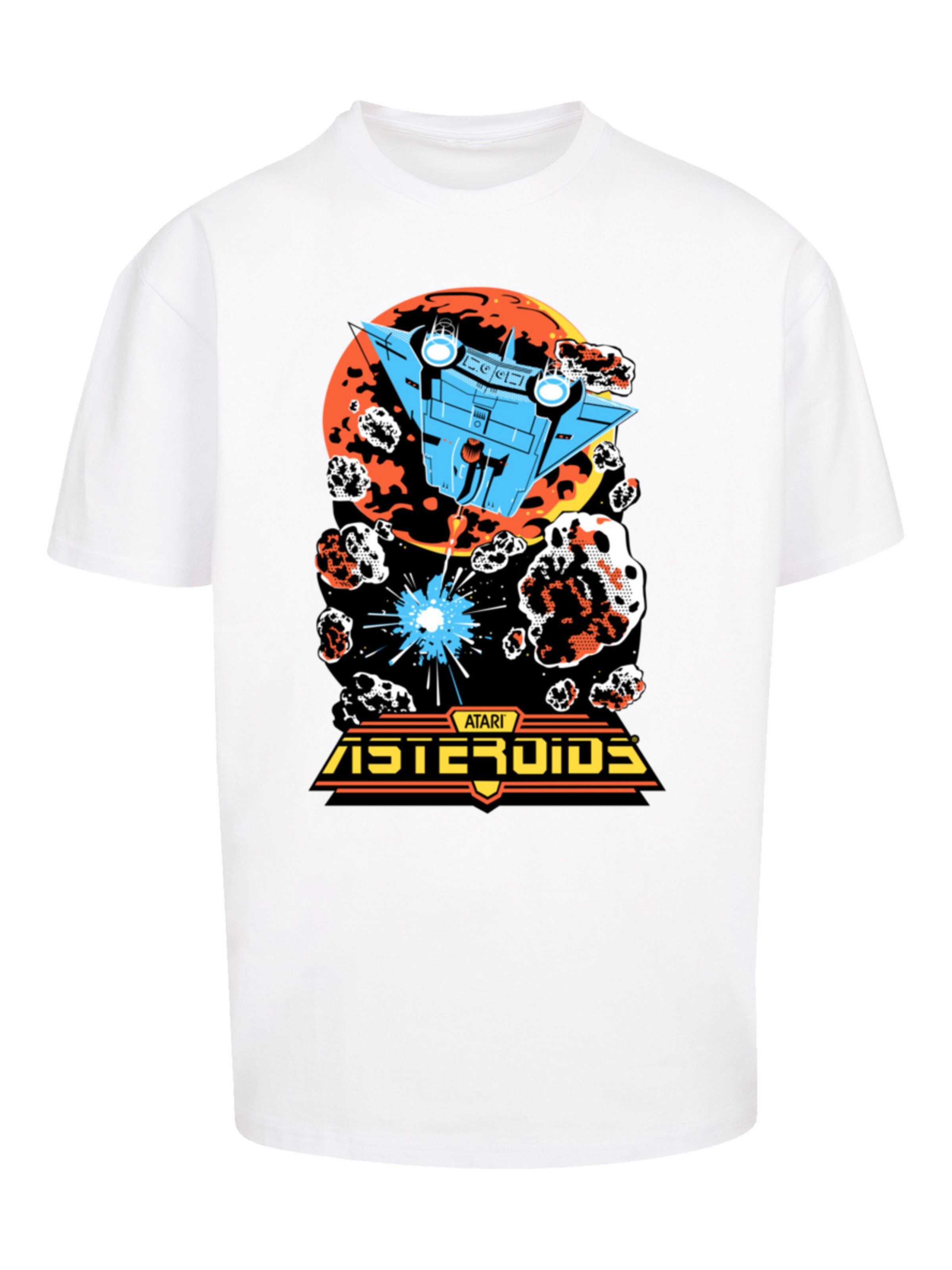 F4NT4STIC Shirt 'Asteroids Atari Retro Gaming' in Wit: voorkant