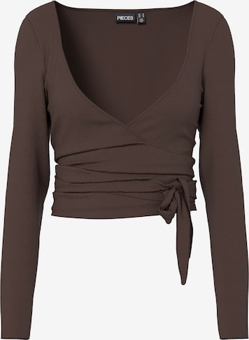 PIECES Shirt 'PCROYA' in Brown: front