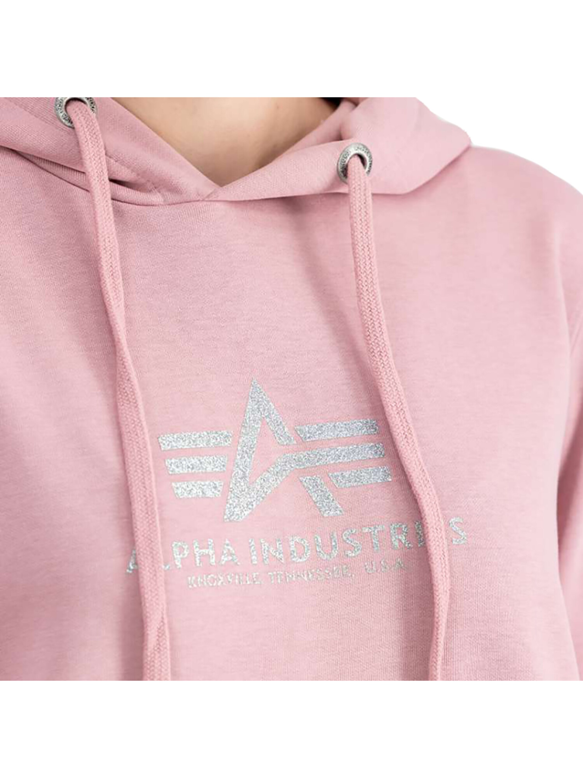 ALPHA INDUSTRIES Sweatshirt 'New Basic Glitter' in Pink