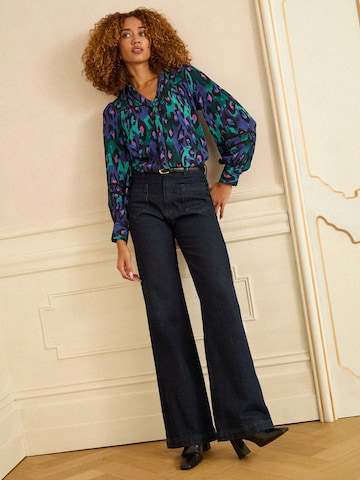 Chemisier love & roses en bleu