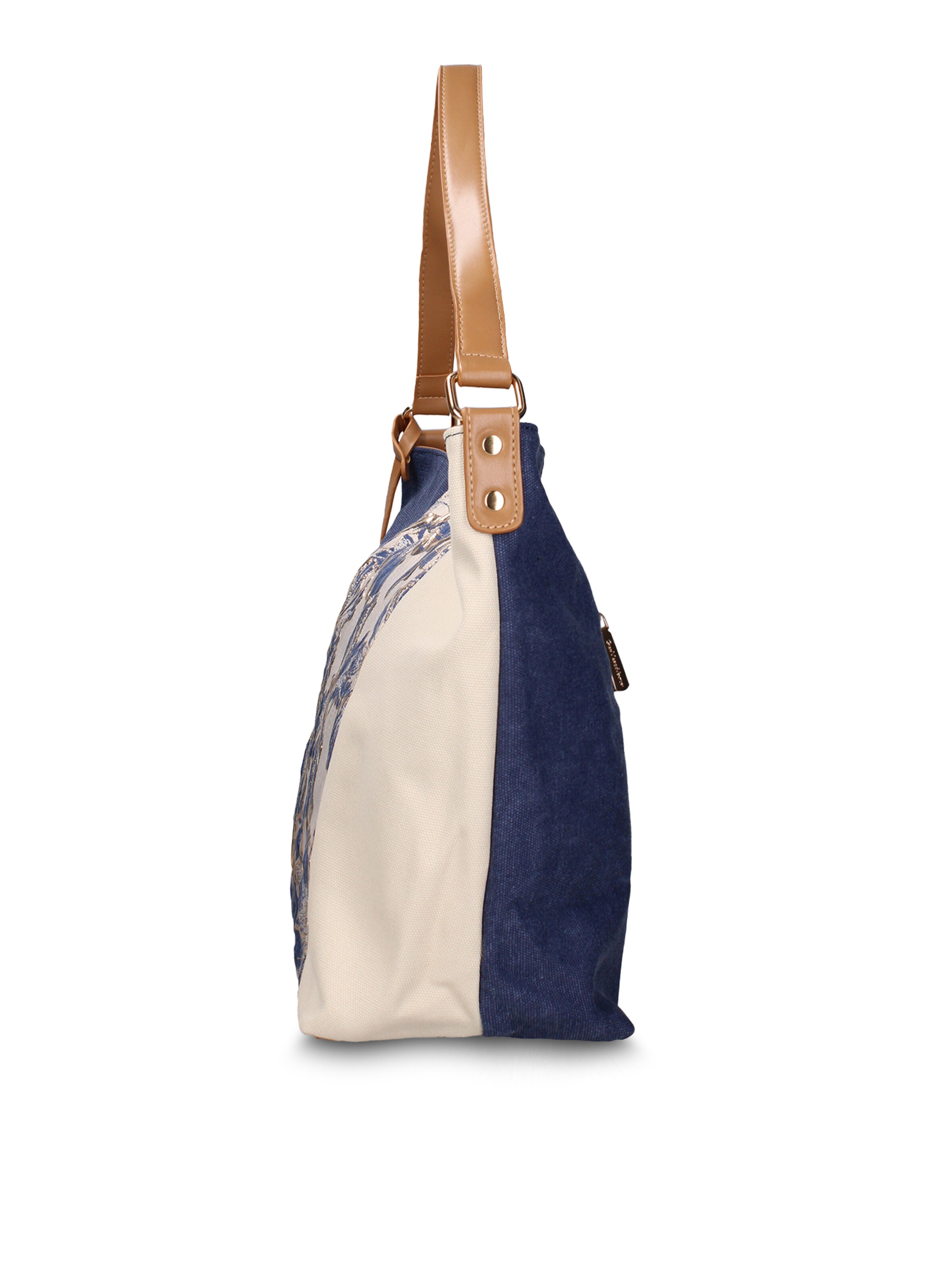 Borsa a mano 'Borsa a tracolla Gianmarco Venturi Alizé pelle vegana bicolore stampa floreale' di GianMarco Venturi in blu