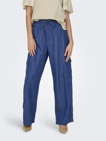 ONLY Wide leg Cargojeans 'MARLA' in Blauw: voorkant