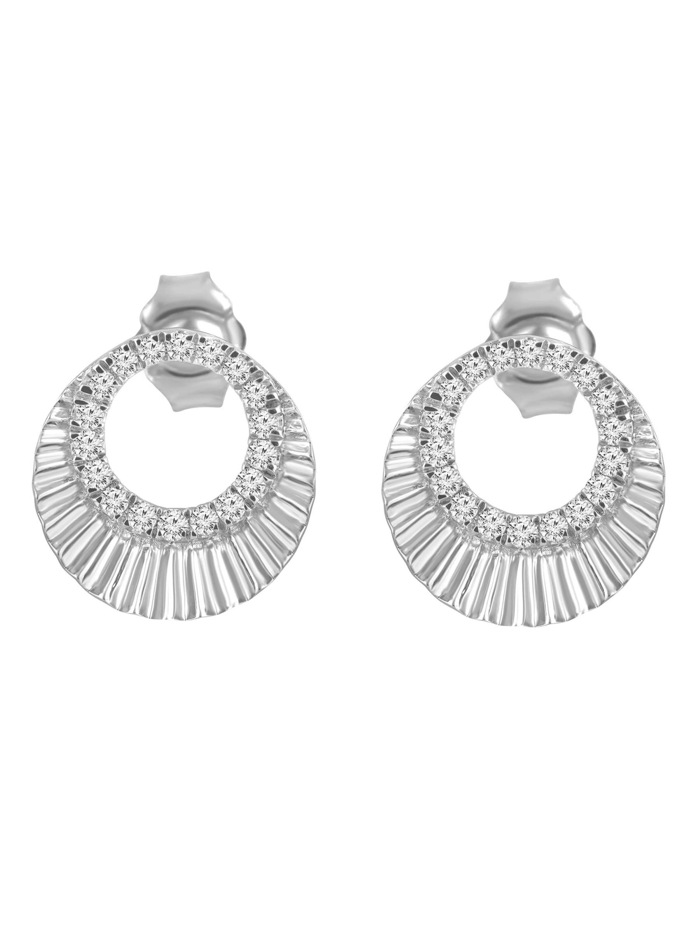 Diamant Exquis Earrings 'Ohrringe aus 375 Weißgold mit Diamant' in Silver: front
