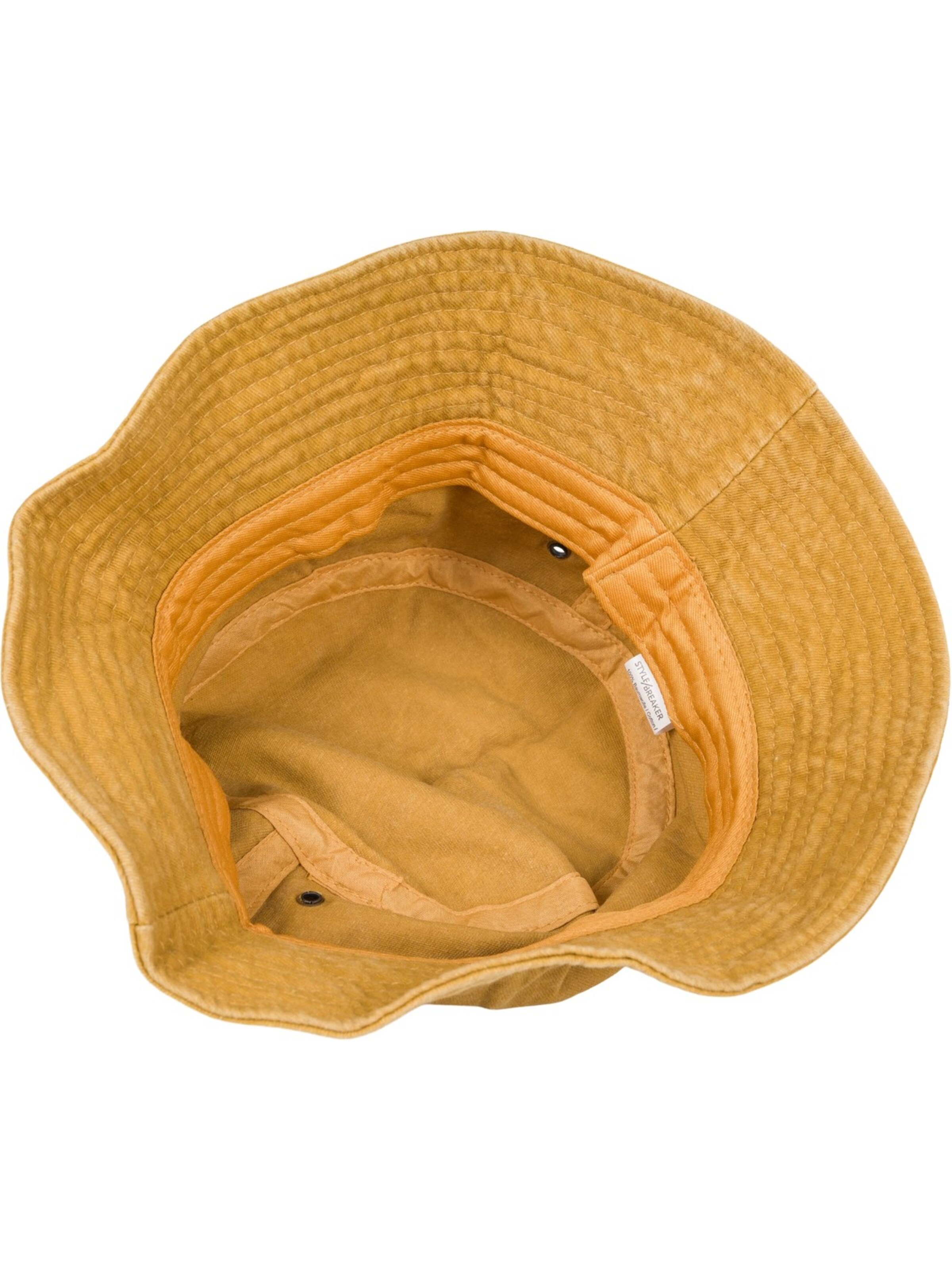 styleBREAKER Hat 'Fischerhut in Washed Optik' in Yellow