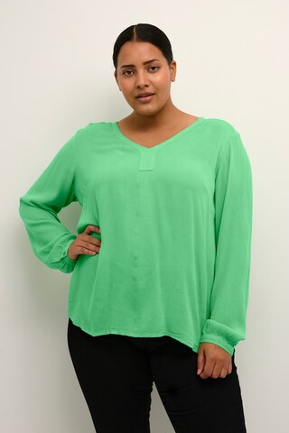 KAFFE CURVE Blouse 'Ami' in Groen: voorkant