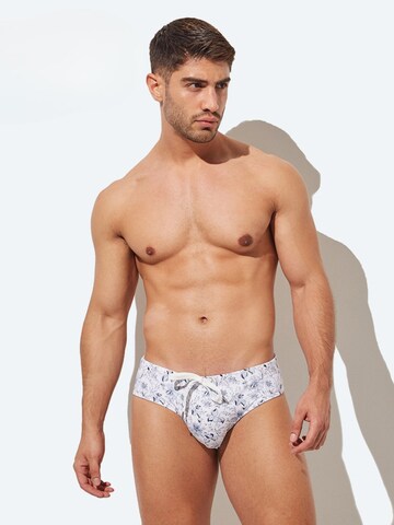 BIMONI Athletic Swim Trunks 'Swim Bikini Badeslip' in White: front