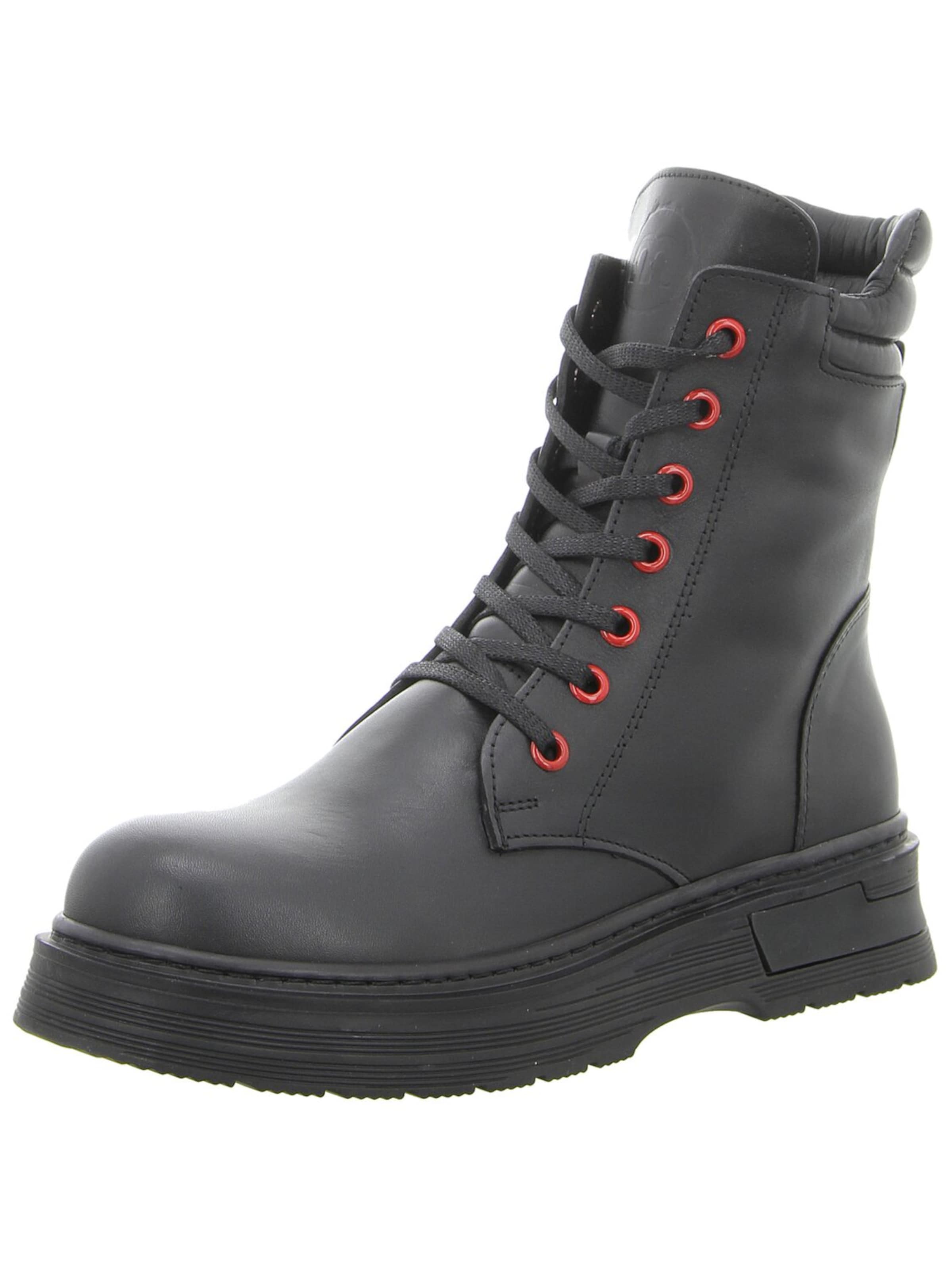 MANITU Lace-Up Boots 'Damen Stiefelette 990682-01 Echt Leder in schwarz' in Black: front