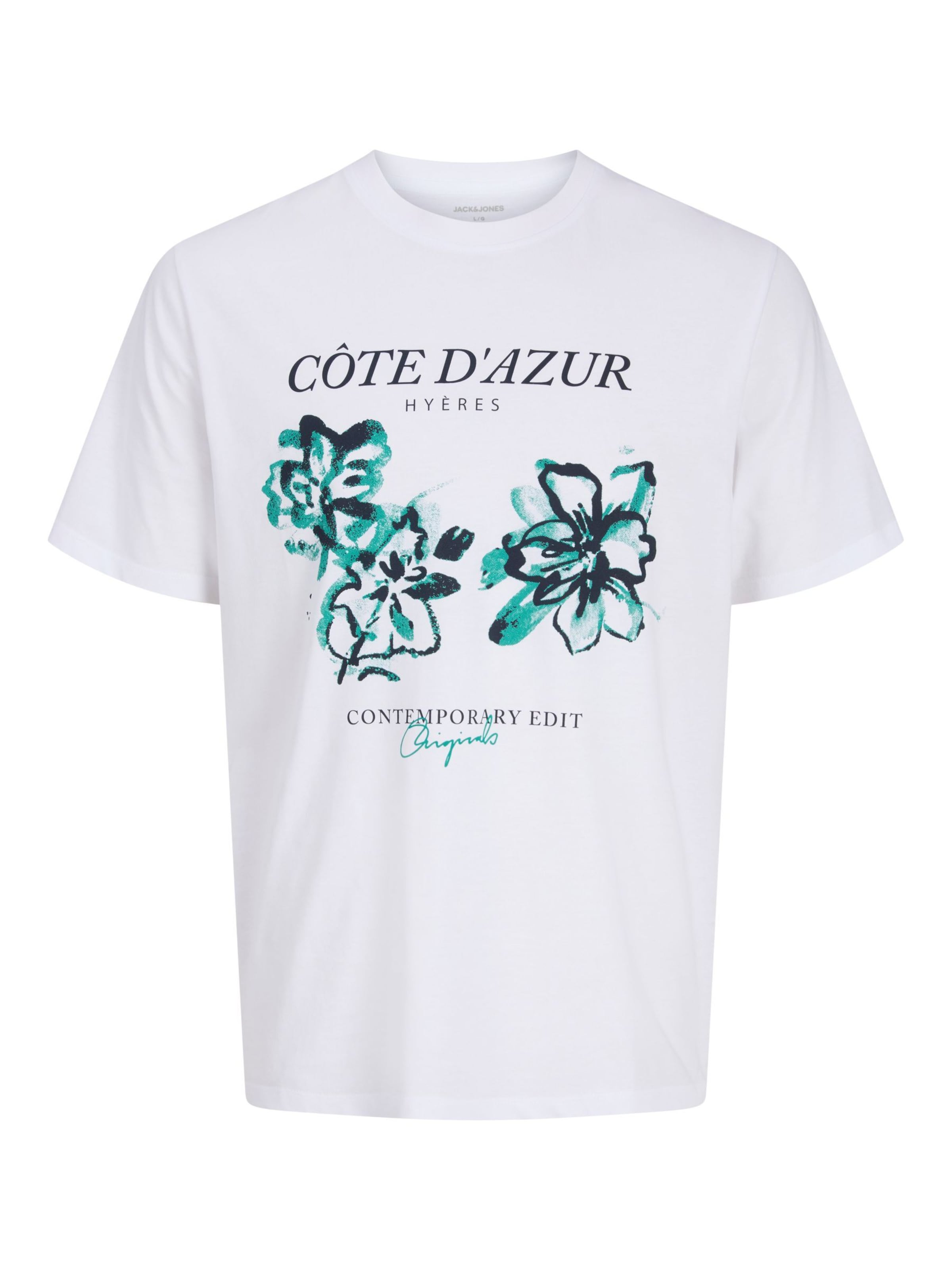 JACK & JONES T-Shirt en S en émeraude / noir / blanc, Vue avec produit