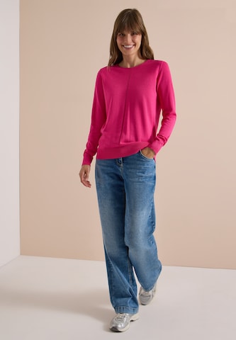 CECIL Basic Pullover mit Rundhals in Unifarbe in Pink