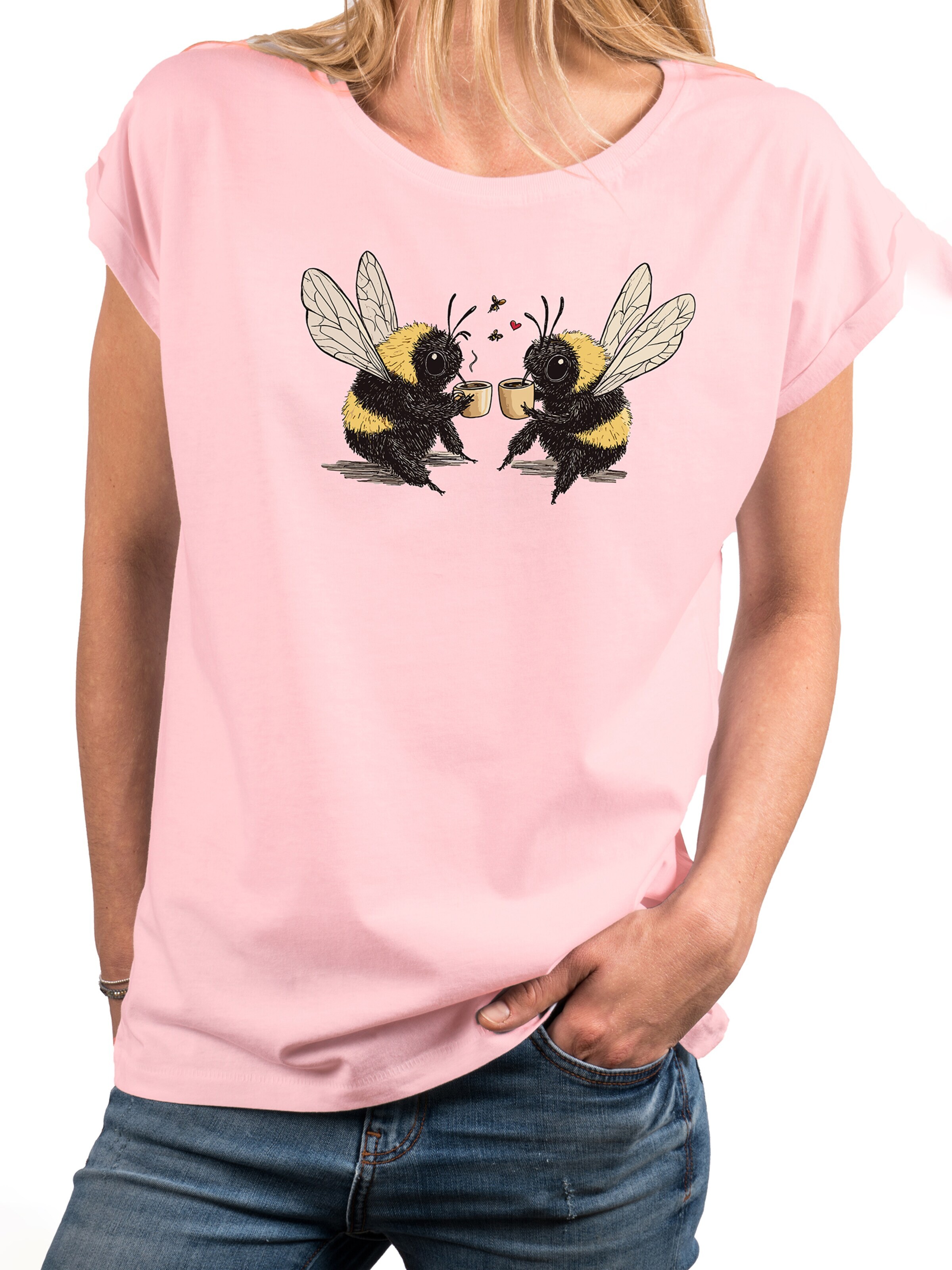 MAKAYA Shirt 'Kaffeeklatsch' in Pink