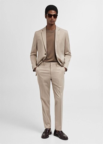 MANGO MAN Regular Pleated Pants 'Paris' in Beige