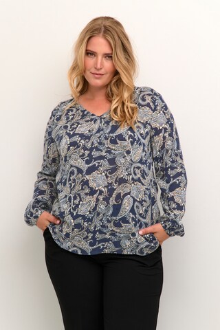 KAFFE CURVE Blouse 'Ami' in Blauw: voorkant