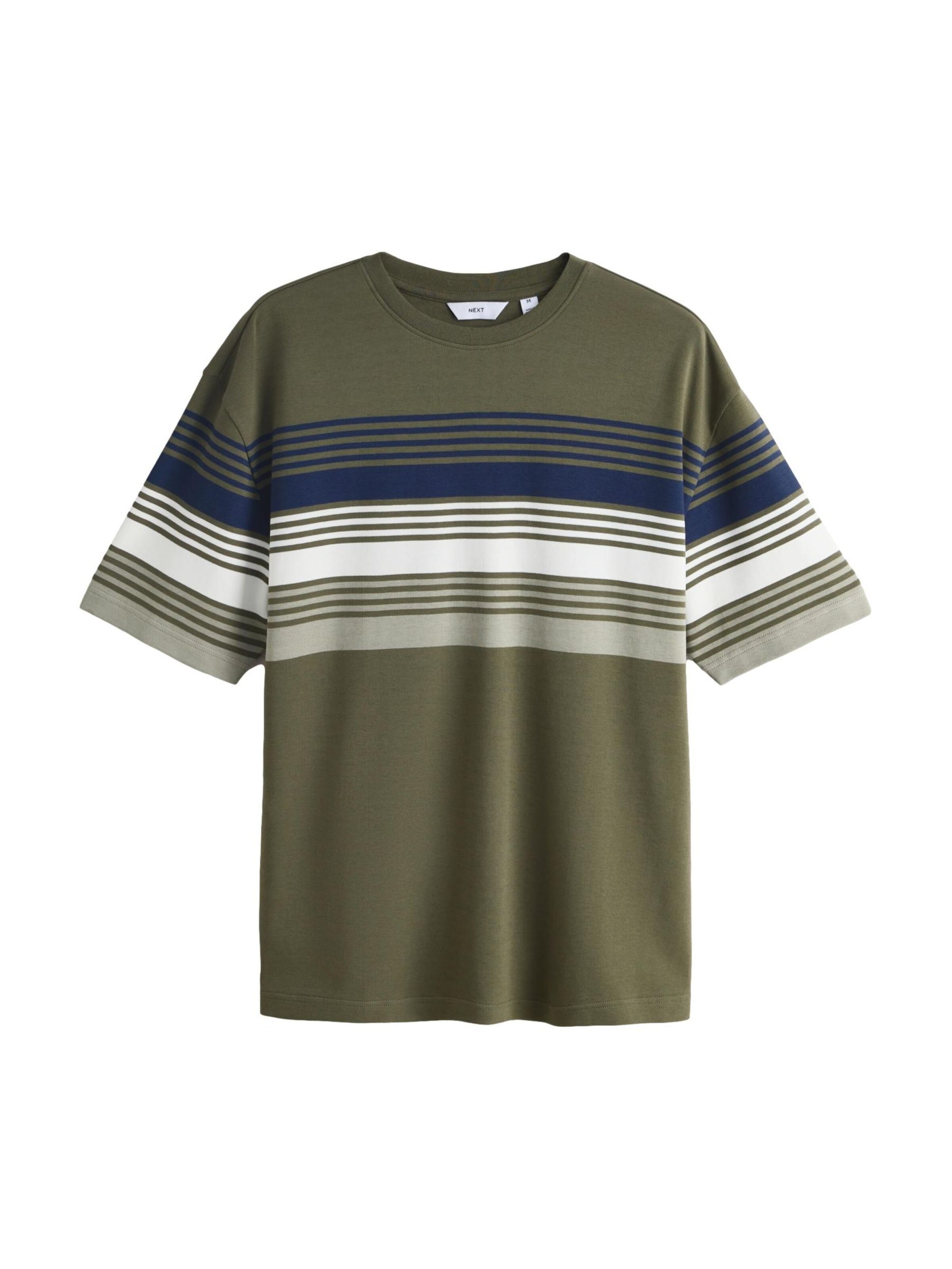 Next T-Shirt en bleu marine / olive / vert pastel / blanc, Vue avec produit