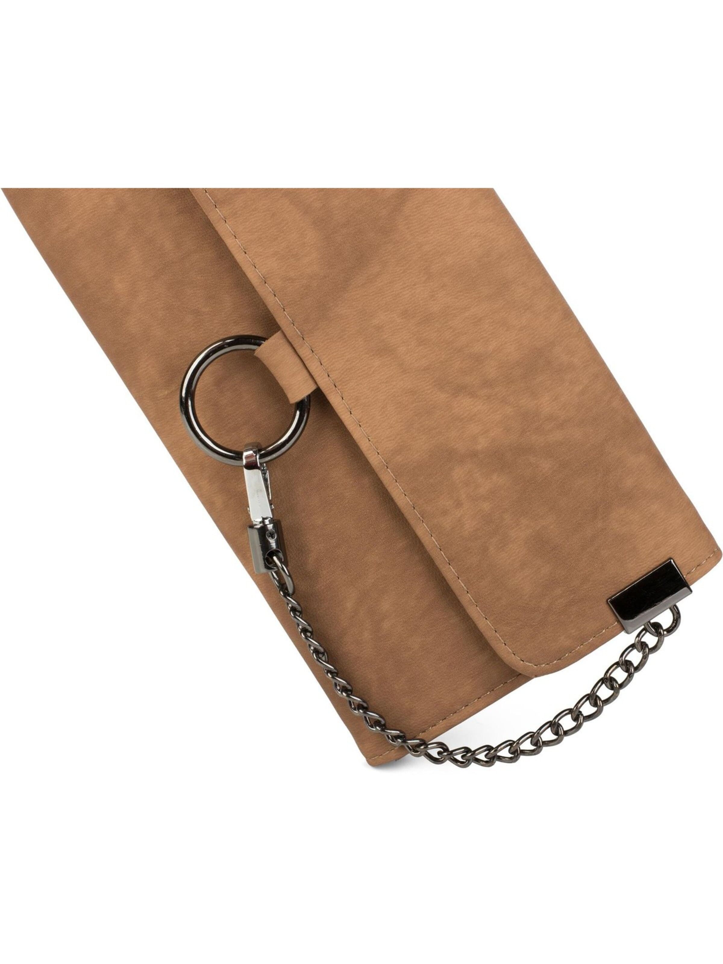 styleBREAKER Portemonnaie 'Geldbörse mit Ring und Kette'‌‌ in Braun