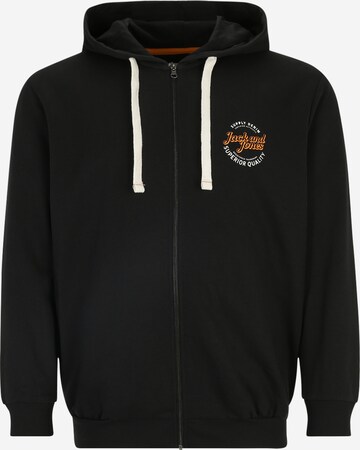 Jack & Jones Plus - Sudadera con cremallera 'MIKK' en negro: frente