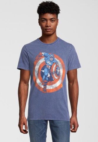 Recovered Shirt 'Marvel Captain America Shield' in Blauw: voorkant