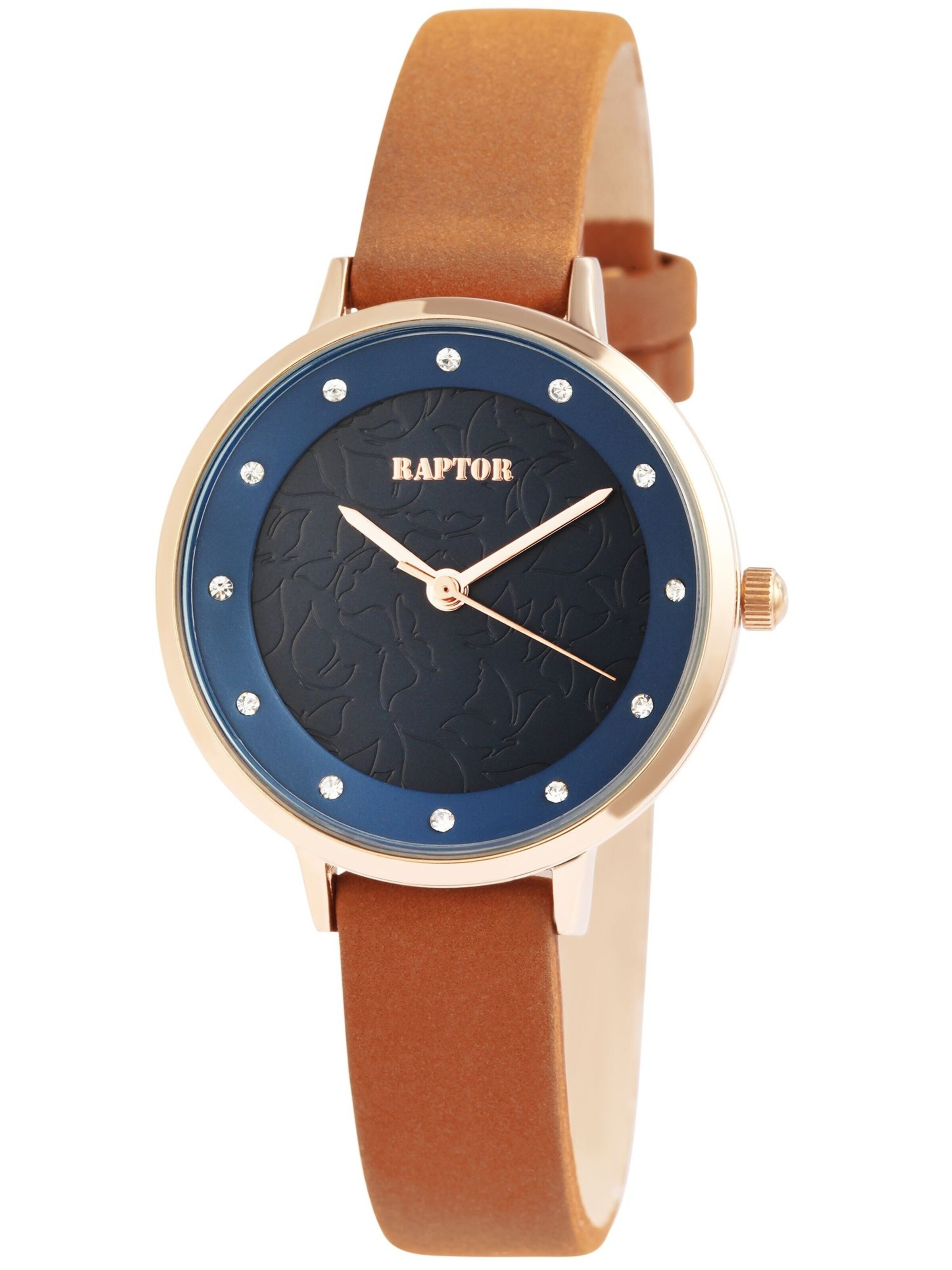Raptor Analog Watch 'Crinkle, Mineralglas' in Brown: front