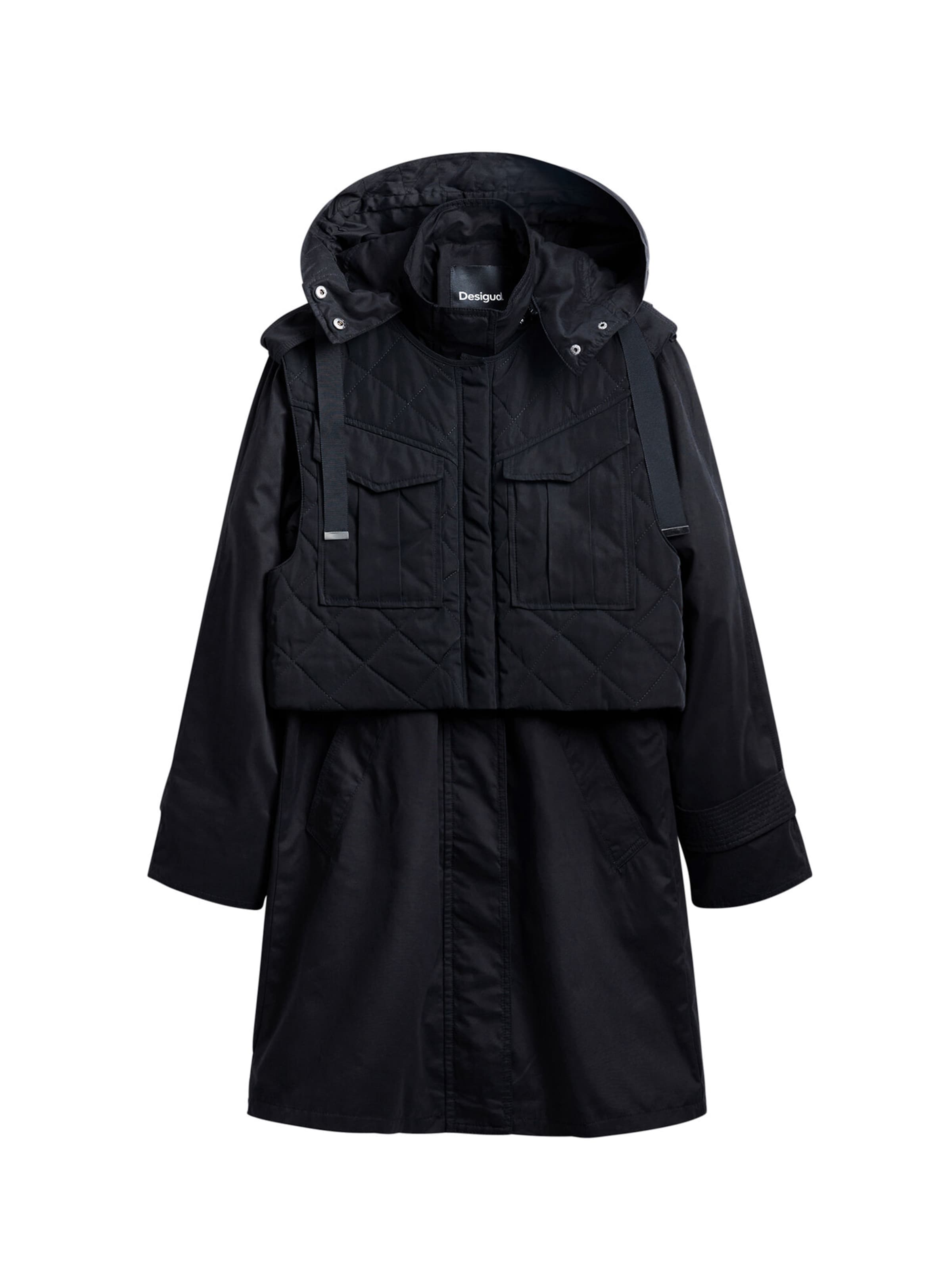 Desigual Přechodný kabát – černá: přední strana