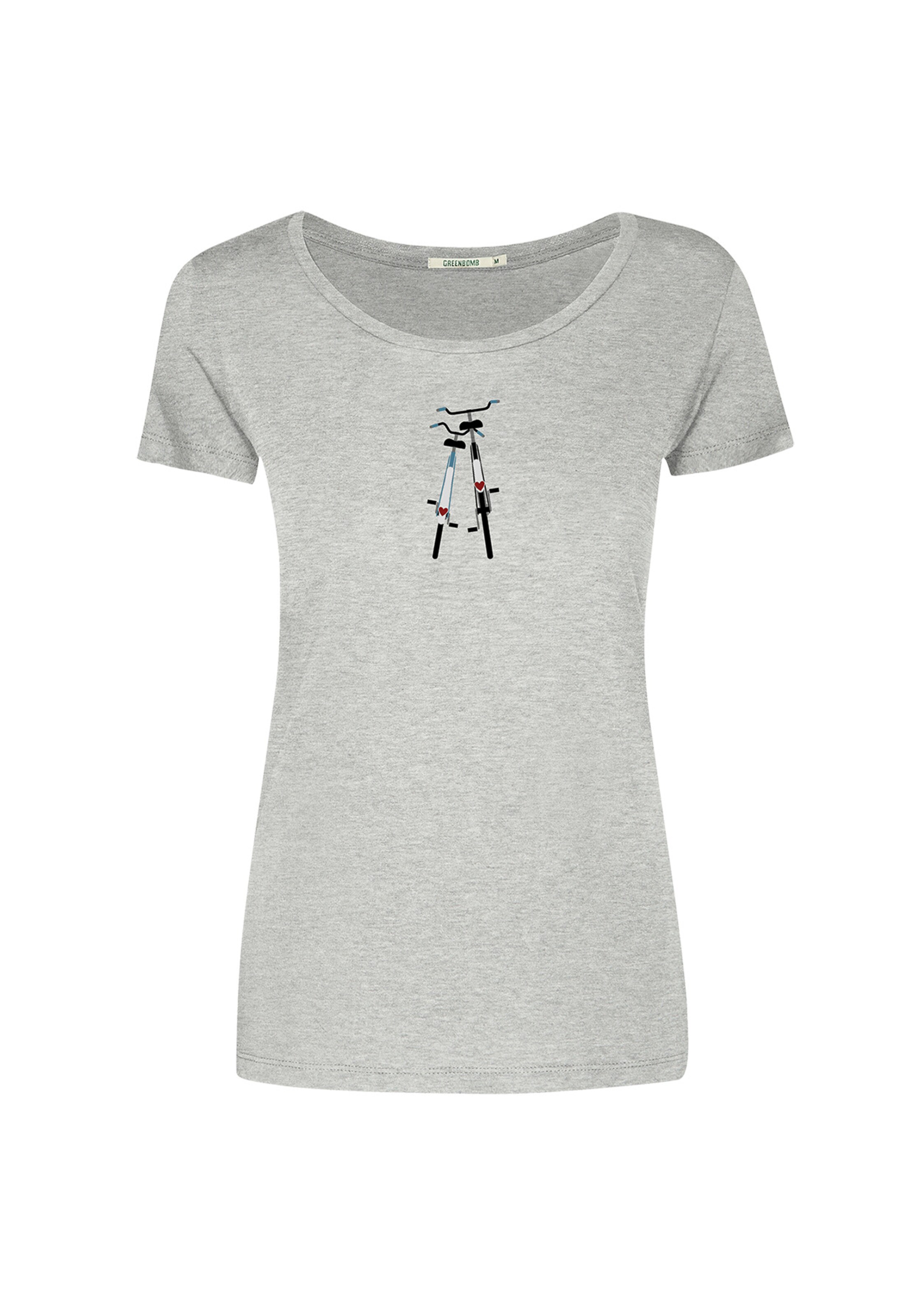 Maglietta 'Bike Romantic' di GREENBOMB in grigio: frontale