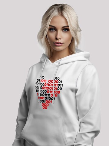 F4NT4STIC Sweatshirt 'I Love You 01001001 Binary Code Herz Valentinstag' in Wit