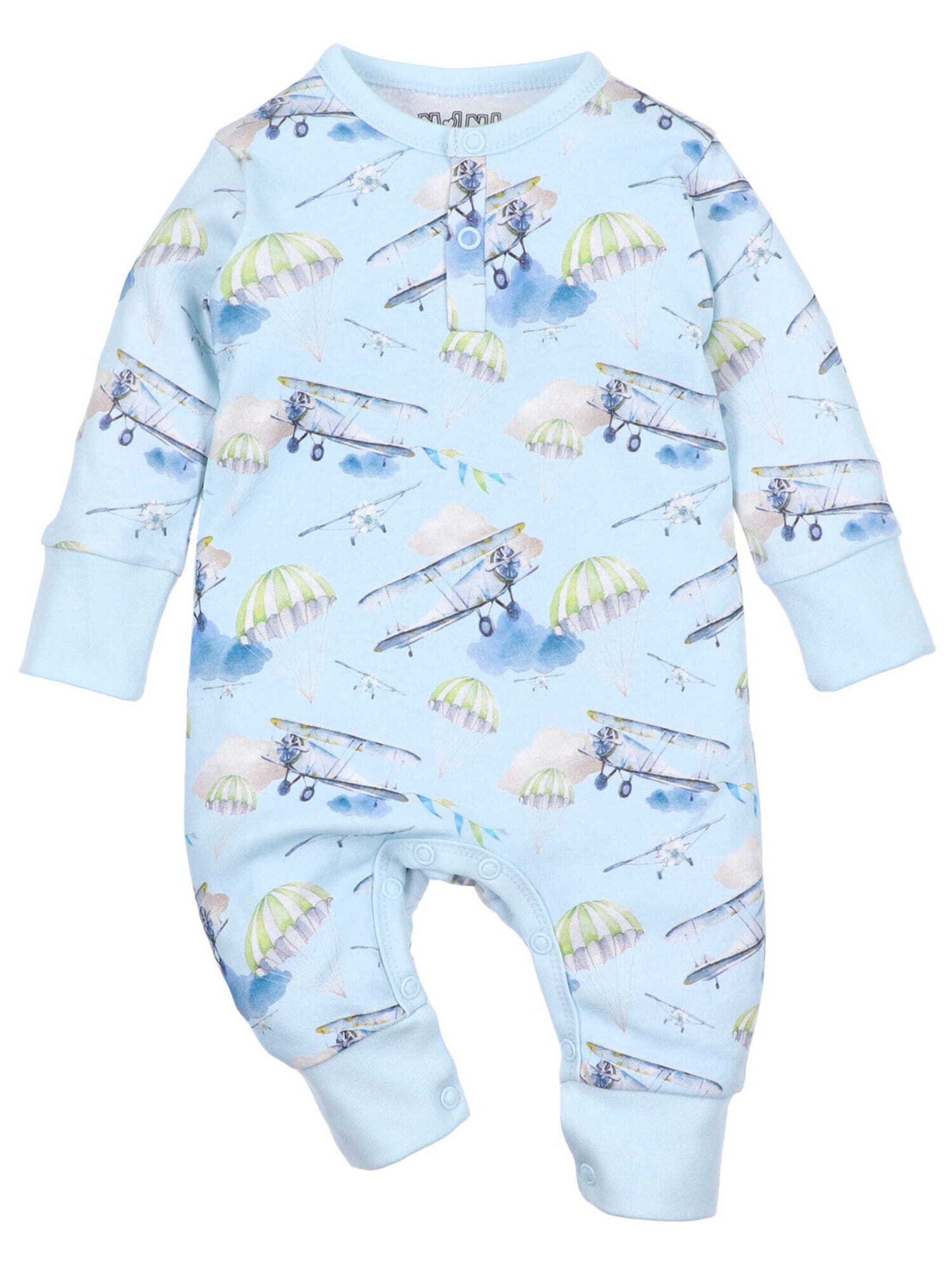 NINI Romper/bodysuit 'Flugzeug' in Blue: front