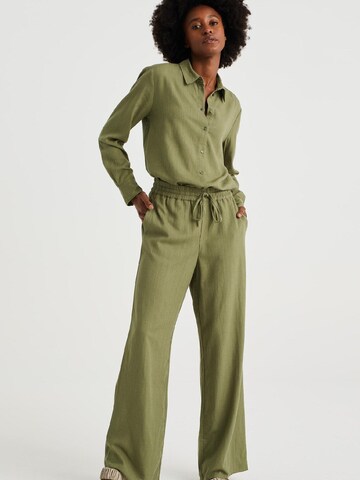 WE Fashion Широка кройка Панталон с набор в зелено
