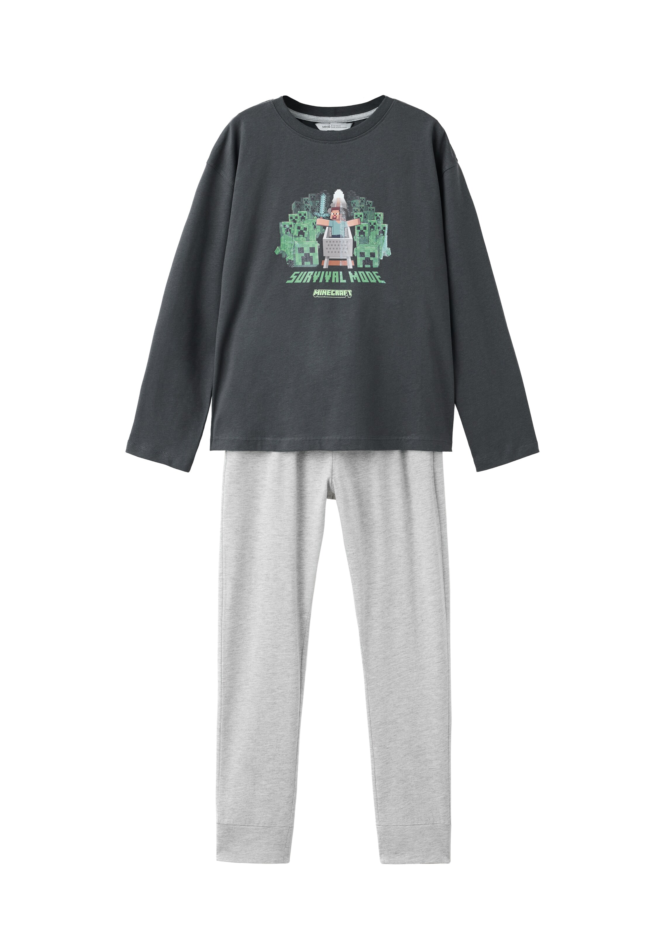 MANGO KIDS Комплект пижама 'MINESUR' в сиво: отпред