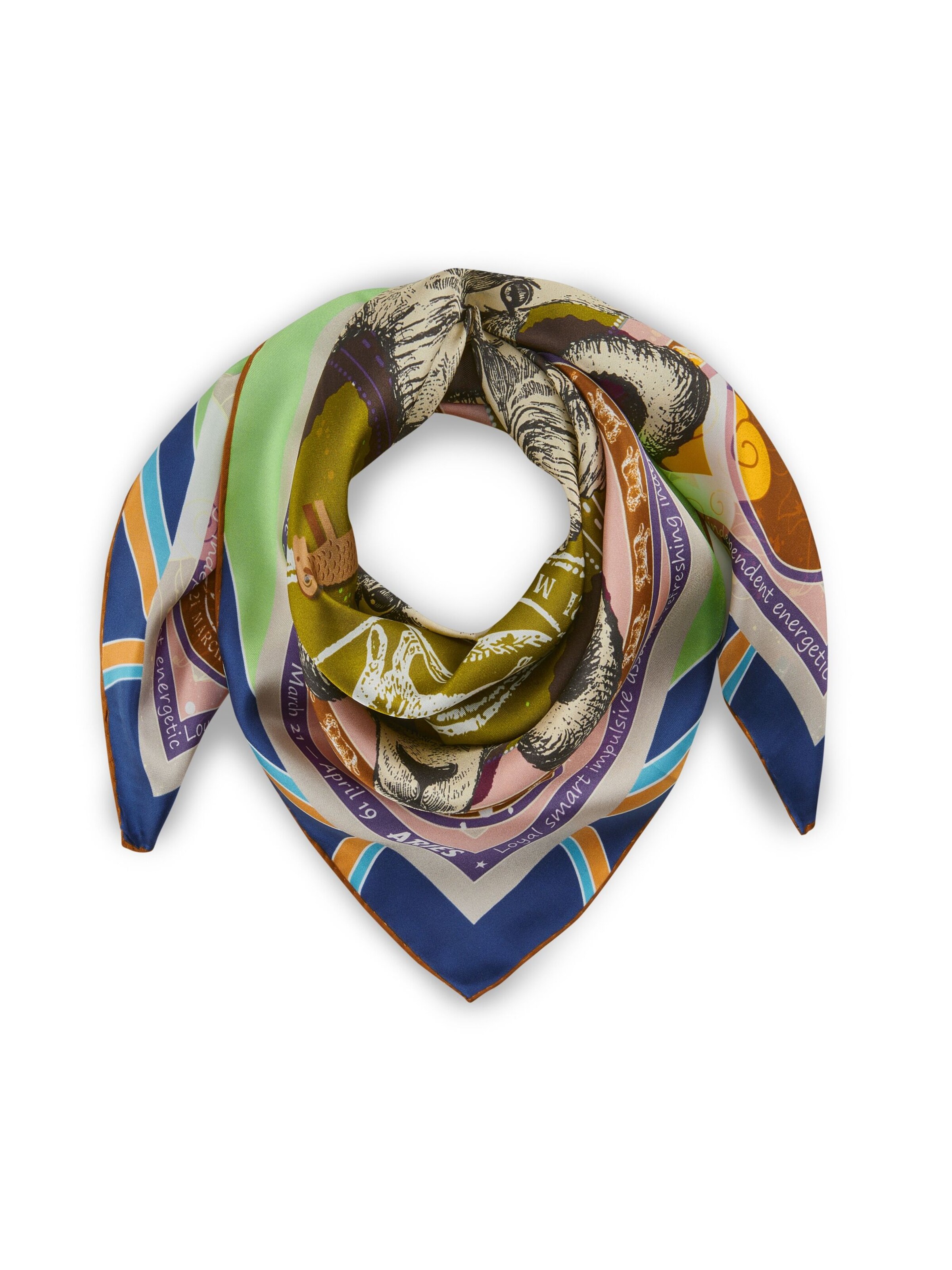 CODELLO Tuch 'Sternzeichen Widder' in Grün: Vorderseite