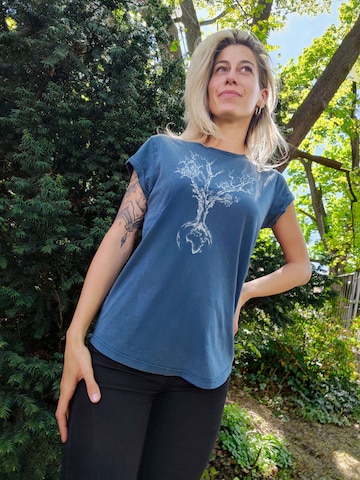 Life-Tree Shirt 'Fairwear Organic Weltenbaum' in Blue