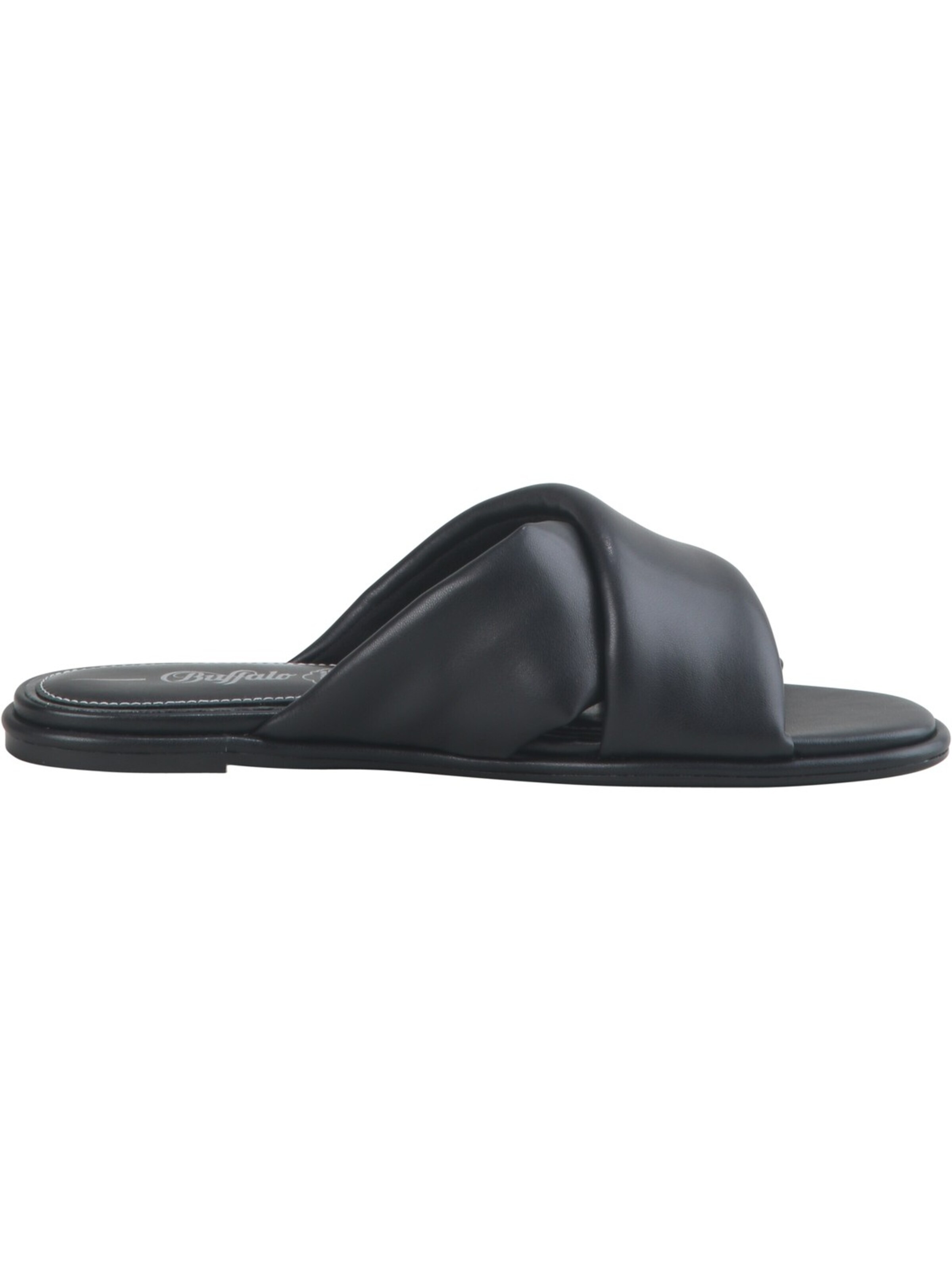 BUFFALO Pantolette 'Buffalo Rabea - Slide - Imi Nappa - Schwarz Leder'‌‌‌ in Schwarz: Vorderseite
