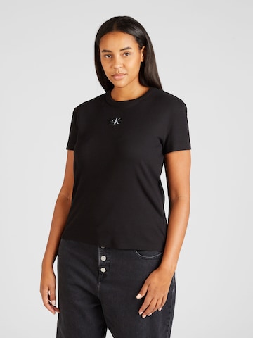 Calvin Klein Jeans Curve Shirt in Zwart: voorkant