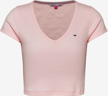 T-shirt Tommy Jeans en rose : devant