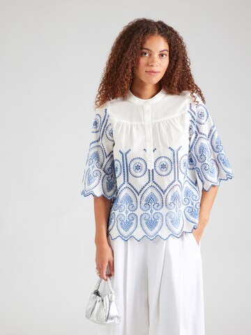 Lollys Laundry Blus 'Louise' i vit: framsida