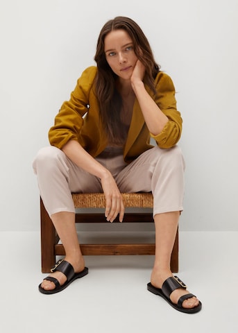 MANGO Tapered Pleat-Front Pants 'Nature' in Beige