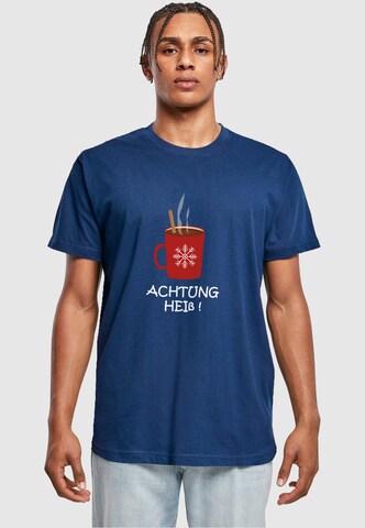 Merchcode Shirt 'Achtung Heiss' in Blauw: voorkant